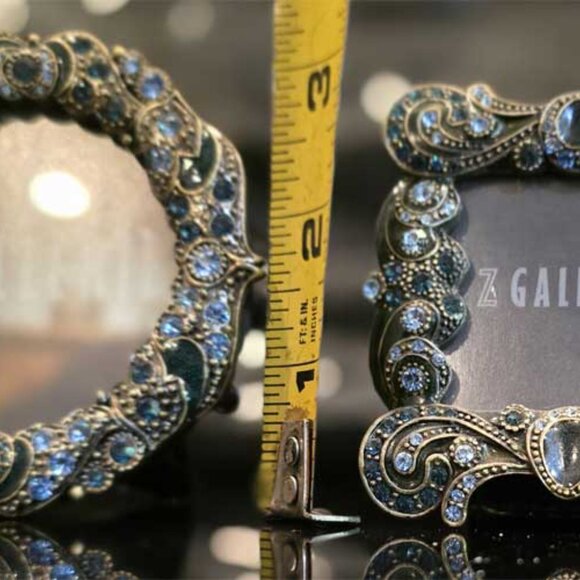 Z Gallerie Enameled with Rhinestones Frame Set (2) NEW 3" x 3" - Picture 7 of 8